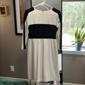 Elegant Black and White Colorblock Dress | Size M
